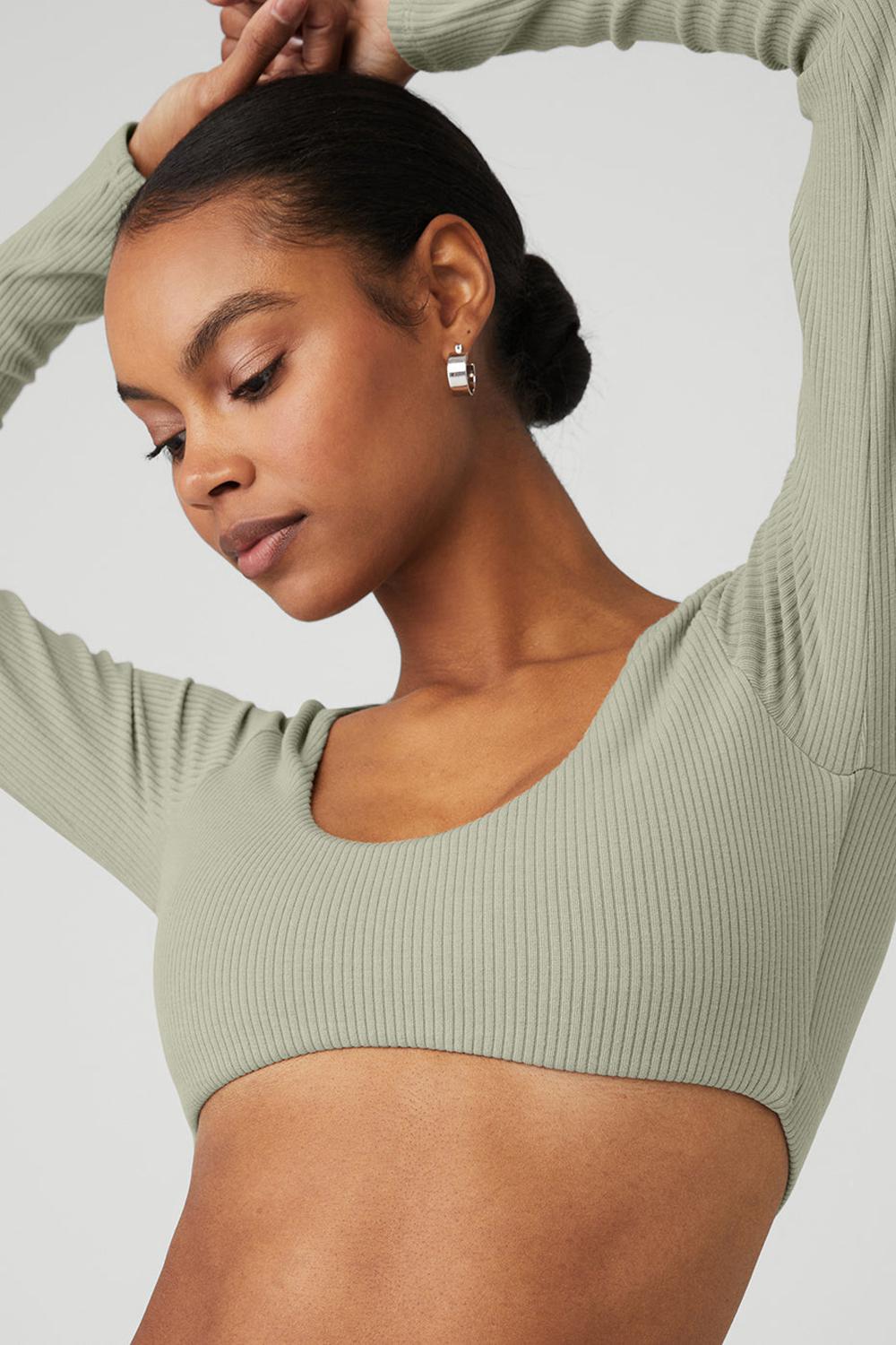Alo Yoga Ribbed Defined Long Sleeve Naisten Urheiluliivi Limestone | Suomi  5978-AGCVU