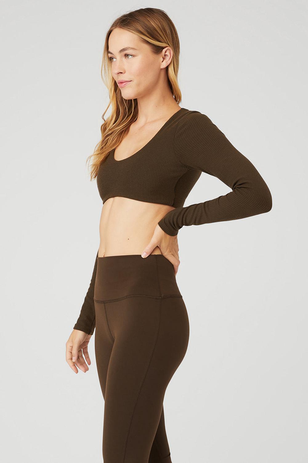 Alo Yoga Ribbed Defined Long Sleeve Naisten Urheiluliivi Espresso | Suomi  7523-RAOYC