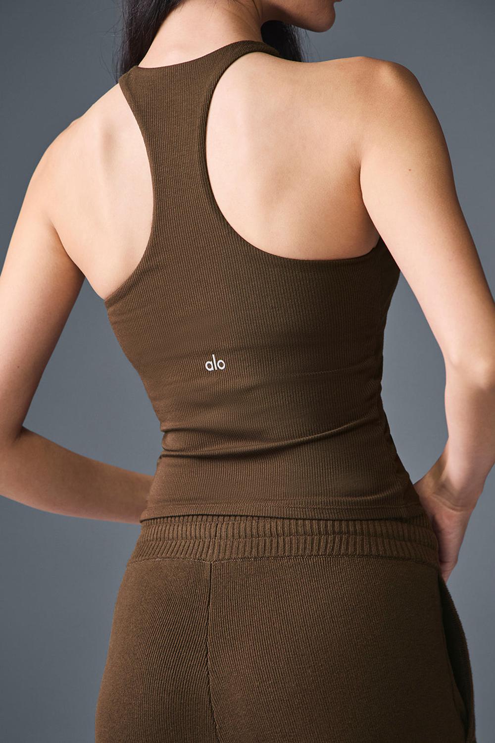 Alo Yoga Ribbed Mesmerize Naisten Bra Tank Espresso | Suomi  9160-EGJCX