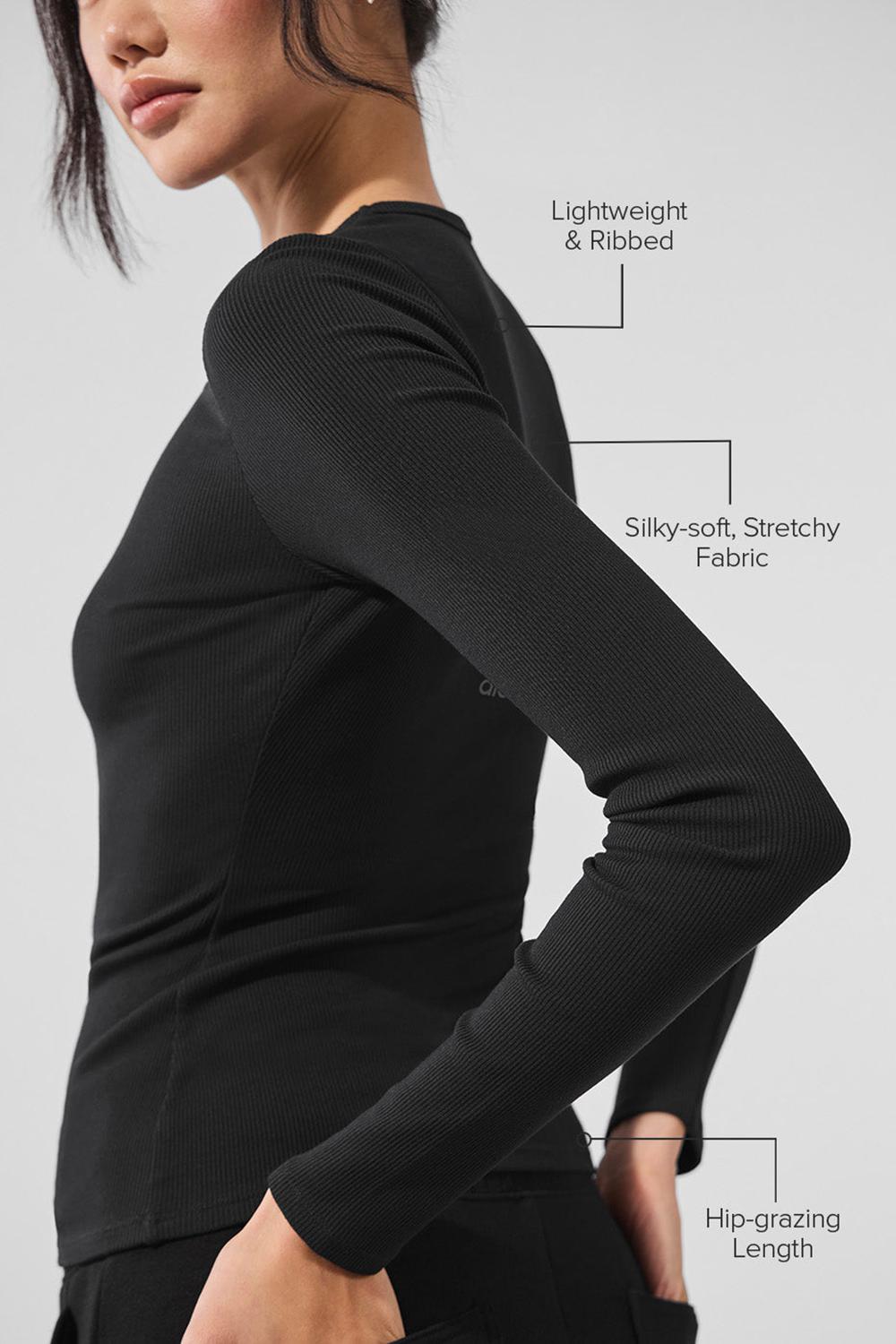 Alo Yoga Ribbed Modal Naisten Pitkähihainen Mustat | Suomi  1863-YSREN