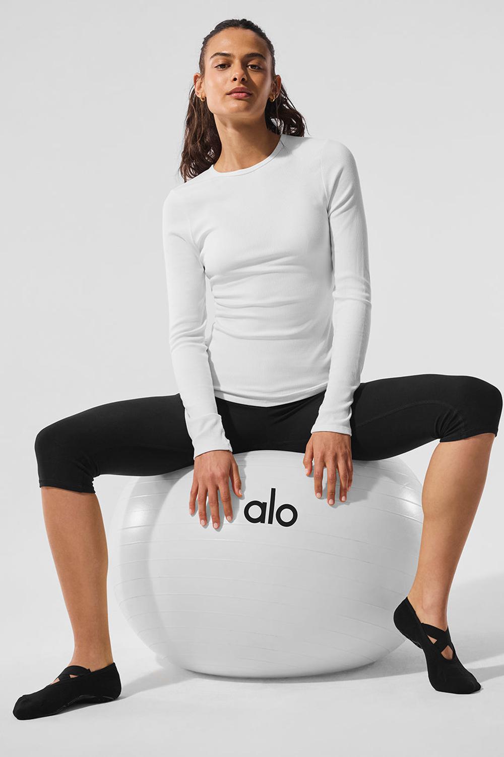 Alo Yoga Ribbed Modal Naisten Pitkähihainen Valkoinen | Suomi  4058-GECBH