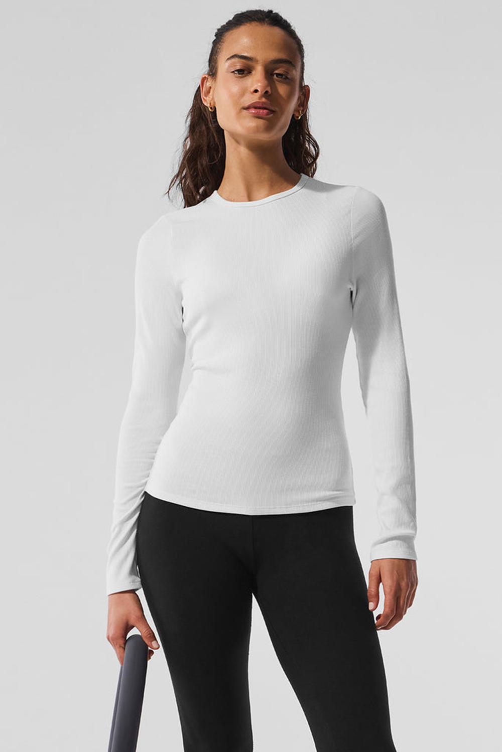 Alo Yoga Ribbed Modal Naisten Pitkähihainen Valkoinen | Suomi  4058-GECBH
