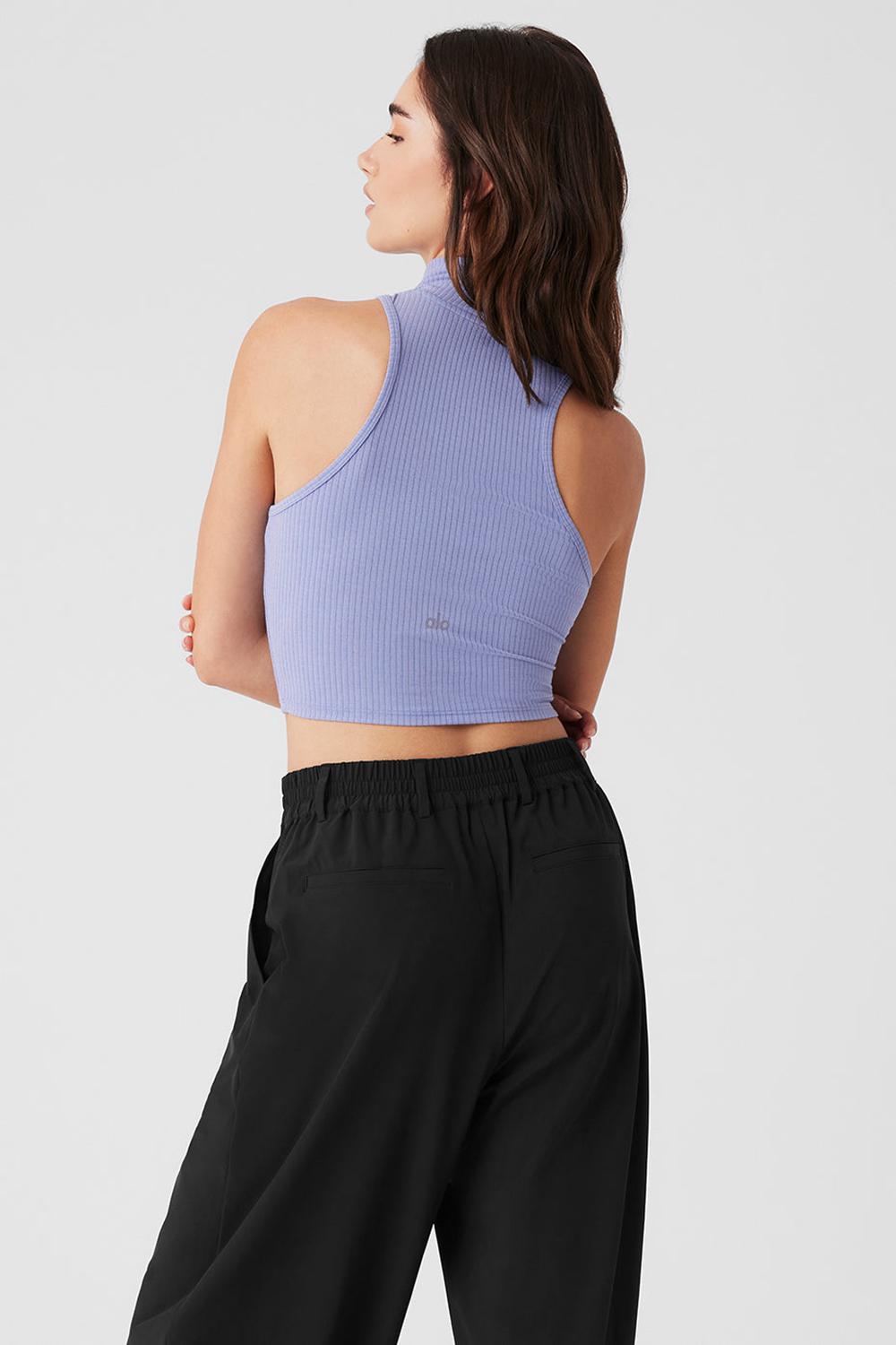 Alo Yoga Ribbed Sea Coast Cropped Turtleneck Naisten Juoksupaidat Sininen | Suomi  3951-EQLBZ