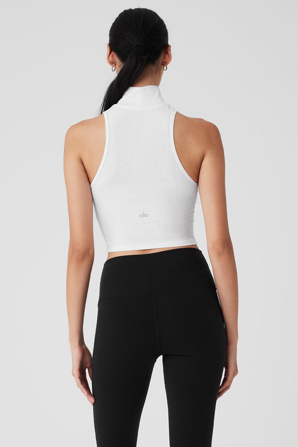 Alo Yoga Ribbed Sea Coast Cropped Turtleneck Naisten Juoksupaidat Valkoinen | Suomi  3165-QKCAD