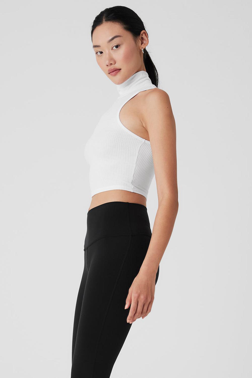 Alo Yoga Ribbed Sea Coast Cropped Turtleneck Naisten Juoksupaidat Valkoinen | Suomi  3165-QKCAD