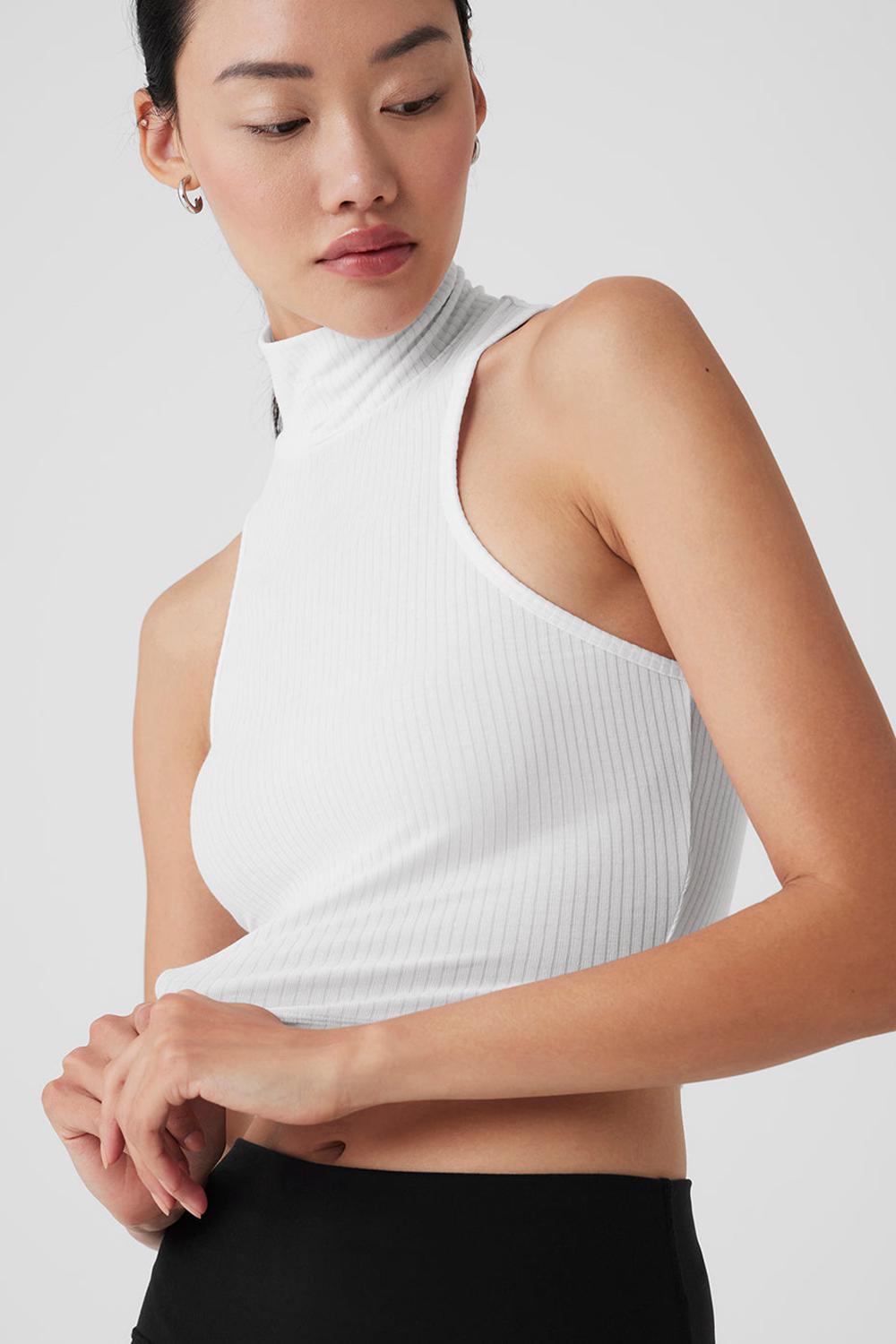 Alo Yoga Ribbed Sea Coast Cropped Turtleneck Naisten Juoksupaidat Valkoinen | Suomi  3165-QKCAD