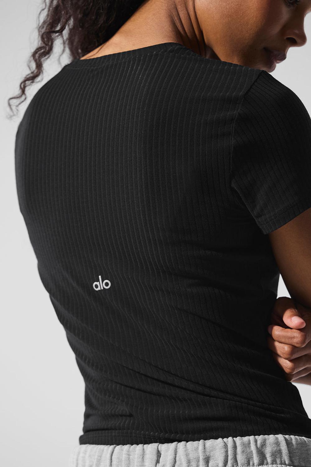 Alo Yoga Ribbed Sea Coast Naisten Juoksupaidat Mustat | Suomi  0895-JNAHI