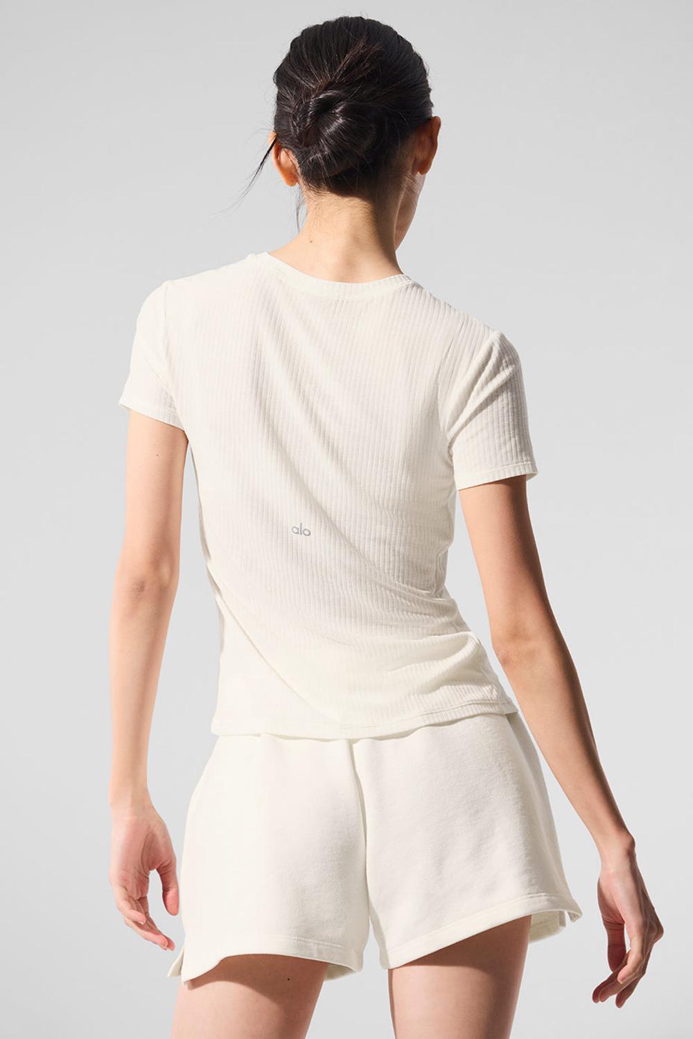 Alo Yoga Ribbed Sea Coast Naisten Juoksupaidat Ivory | Suomi  9517-FMTSI