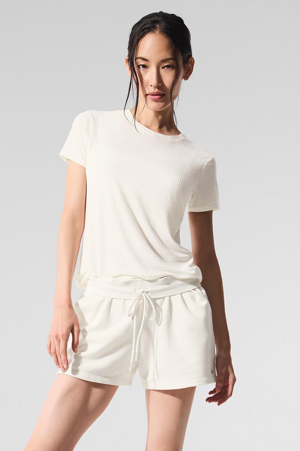 Alo Yoga Ribbed Sea Coast Naisten Juoksupaidat Ivory | Suomi  9517-FMTSI