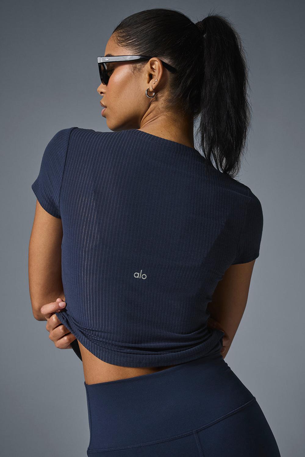 Alo Yoga Ribbed Sea Coast Naisten Juoksupaidat Laivastonsininen | Suomi  4270-XMZRW