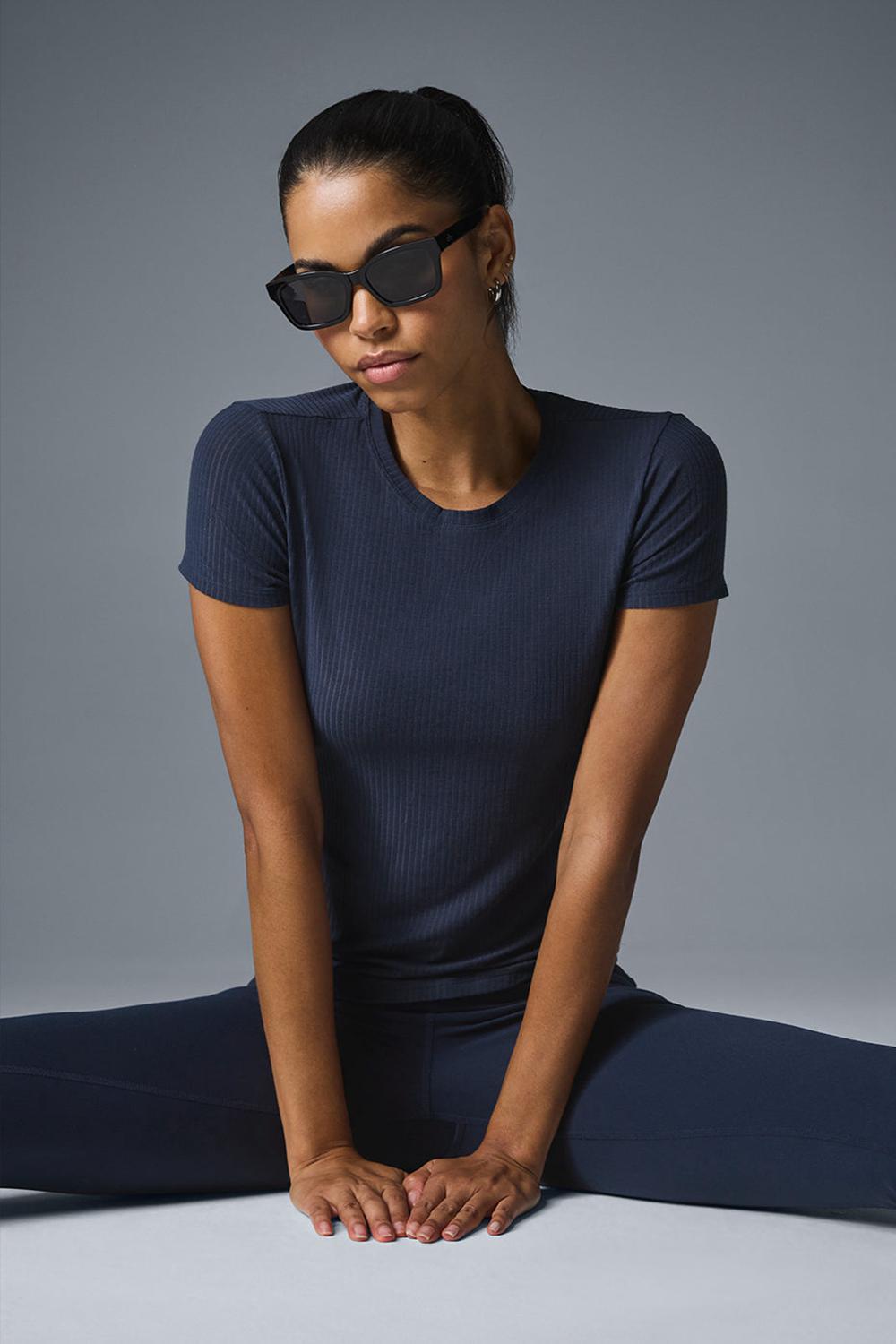 Alo Yoga Ribbed Sea Coast Naisten Juoksupaidat Laivastonsininen | Suomi  4270-XMZRW