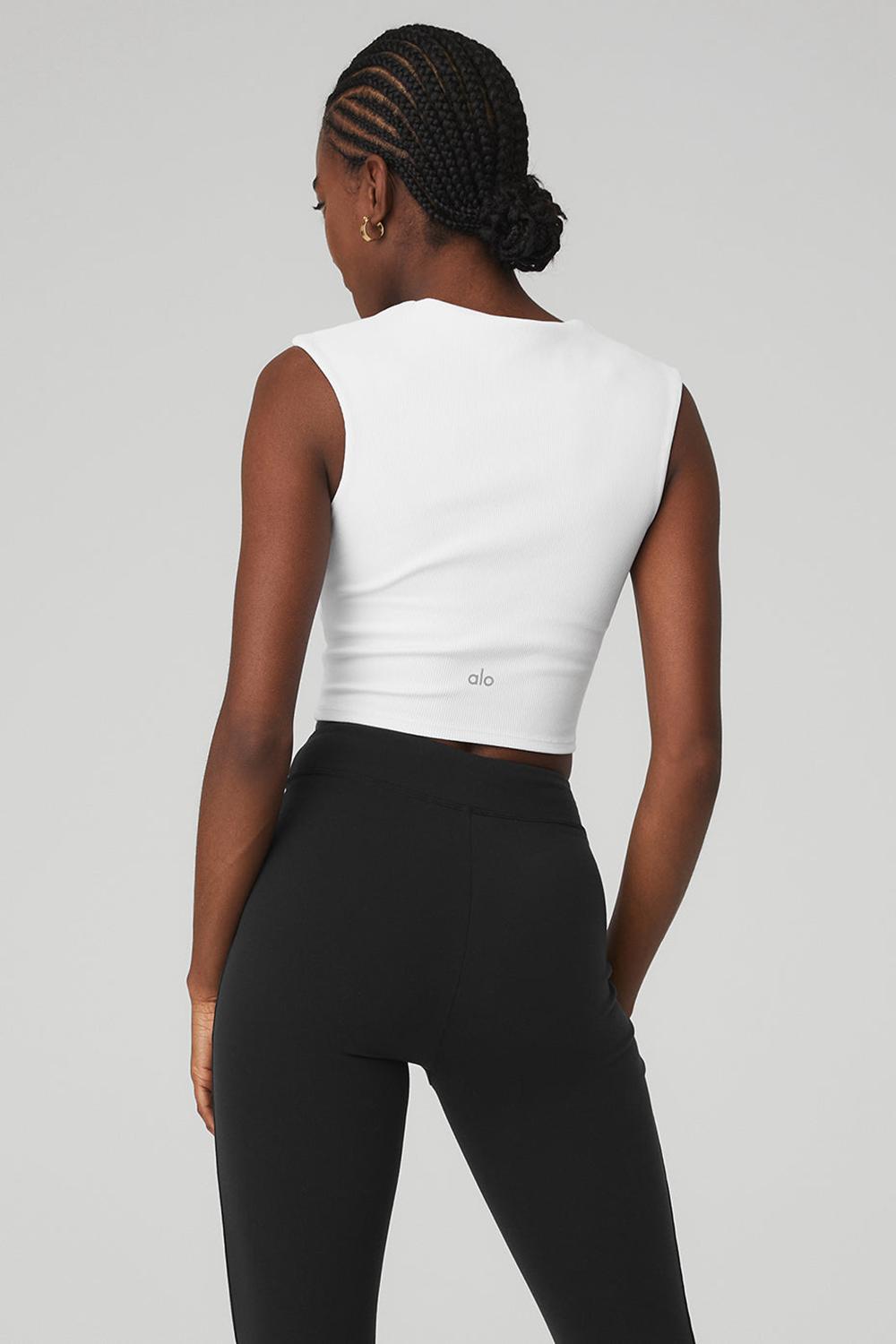 Alo Yoga Ribbed Sweetheart Naisten Short Sleeve Valkoinen | Suomi  4501-RVUWI