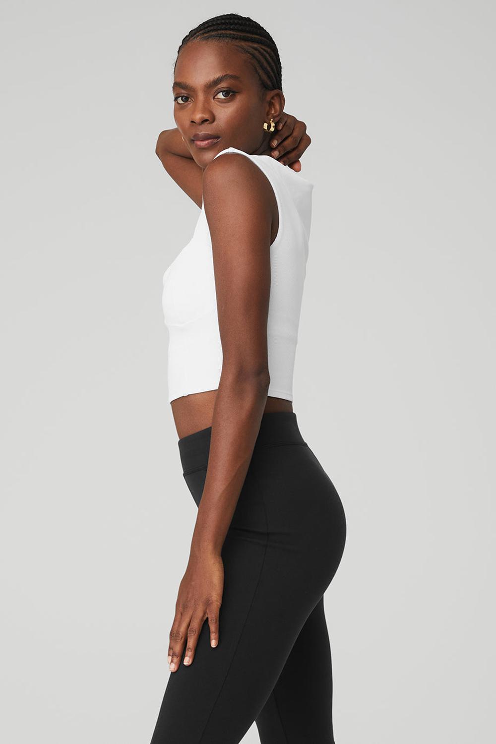 Alo Yoga Ribbed Sweetheart Naisten Short Sleeve Valkoinen | Suomi  4501-RVUWI
