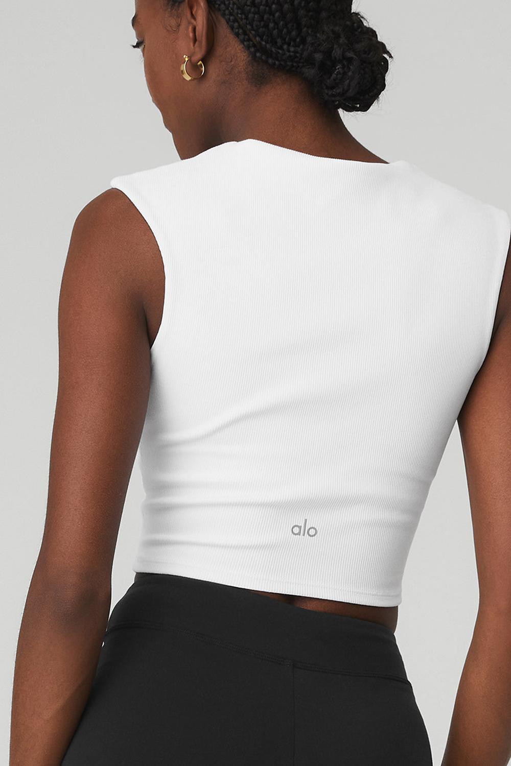 Alo Yoga Ribbed Sweetheart Naisten Short Sleeve Valkoinen | Suomi  4501-RVUWI