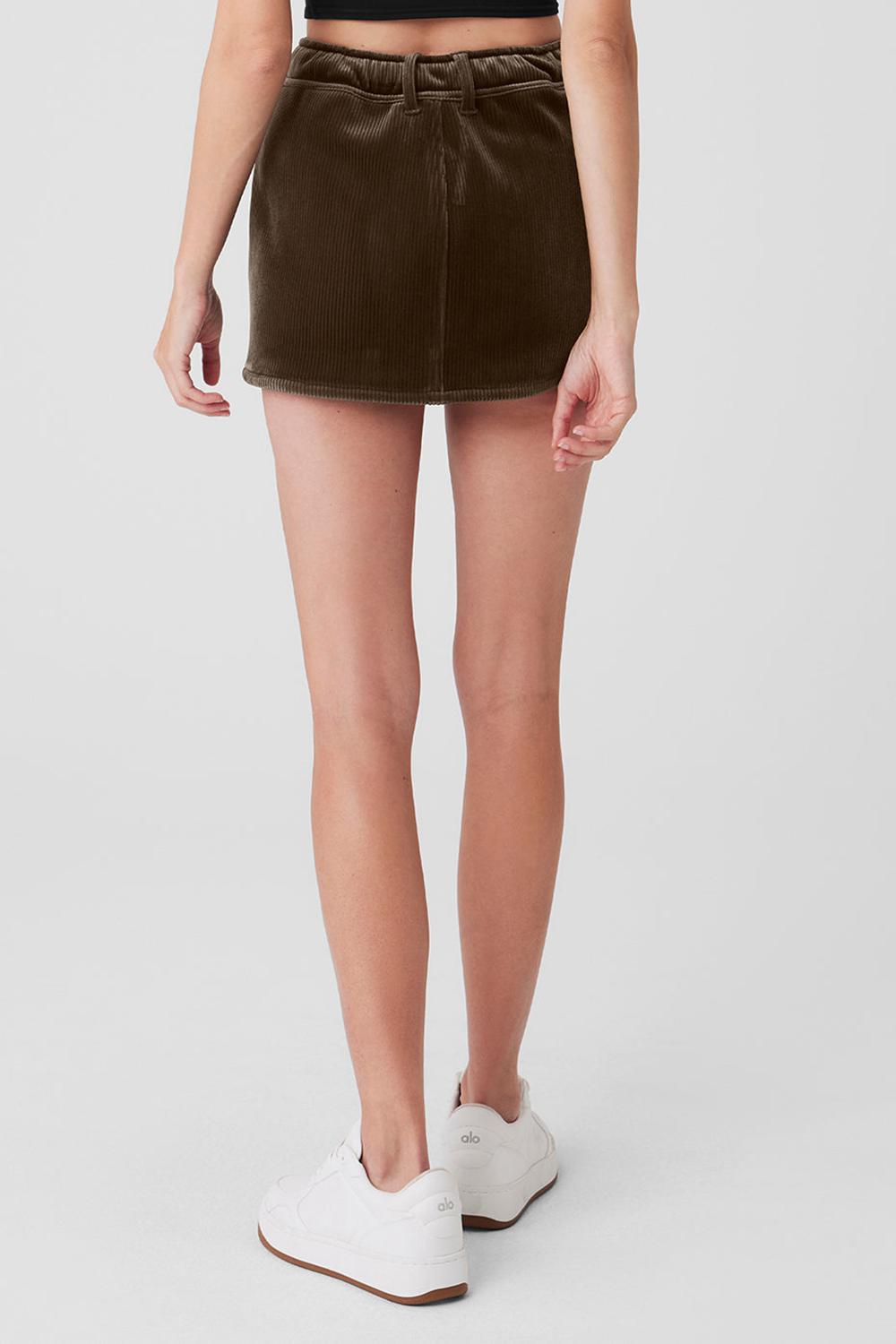 Alo Yoga Ribbed Velour Baller Mini Naisten Hameet Macchiato | Suomi  4510-LHPBR