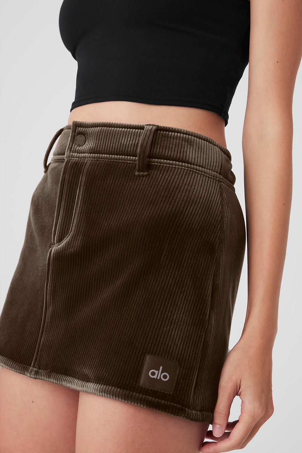 Alo Yoga Ribbed Velour Baller Mini Naisten Hameet Macchiato | Suomi  4510-LHPBR