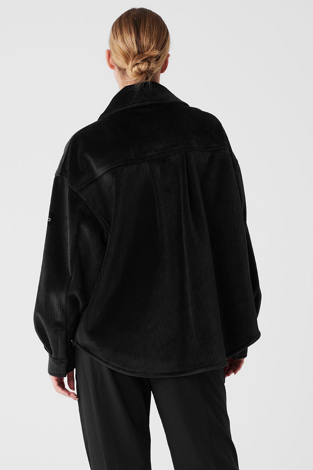 Alo Yoga Ribbed Velour Mountain Side Shacket Naisten Takit Mustat | Suomi  4063-UGVHT