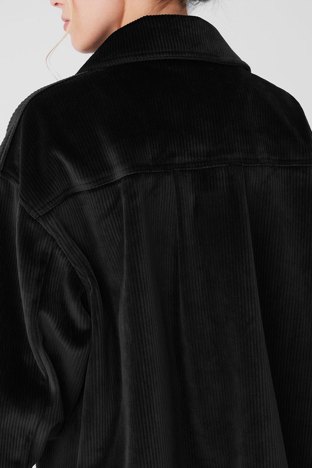 Alo Yoga Ribbed Velour Mountain Side Shacket Naisten Takit Mustat | Suomi  4063-UGVHT
