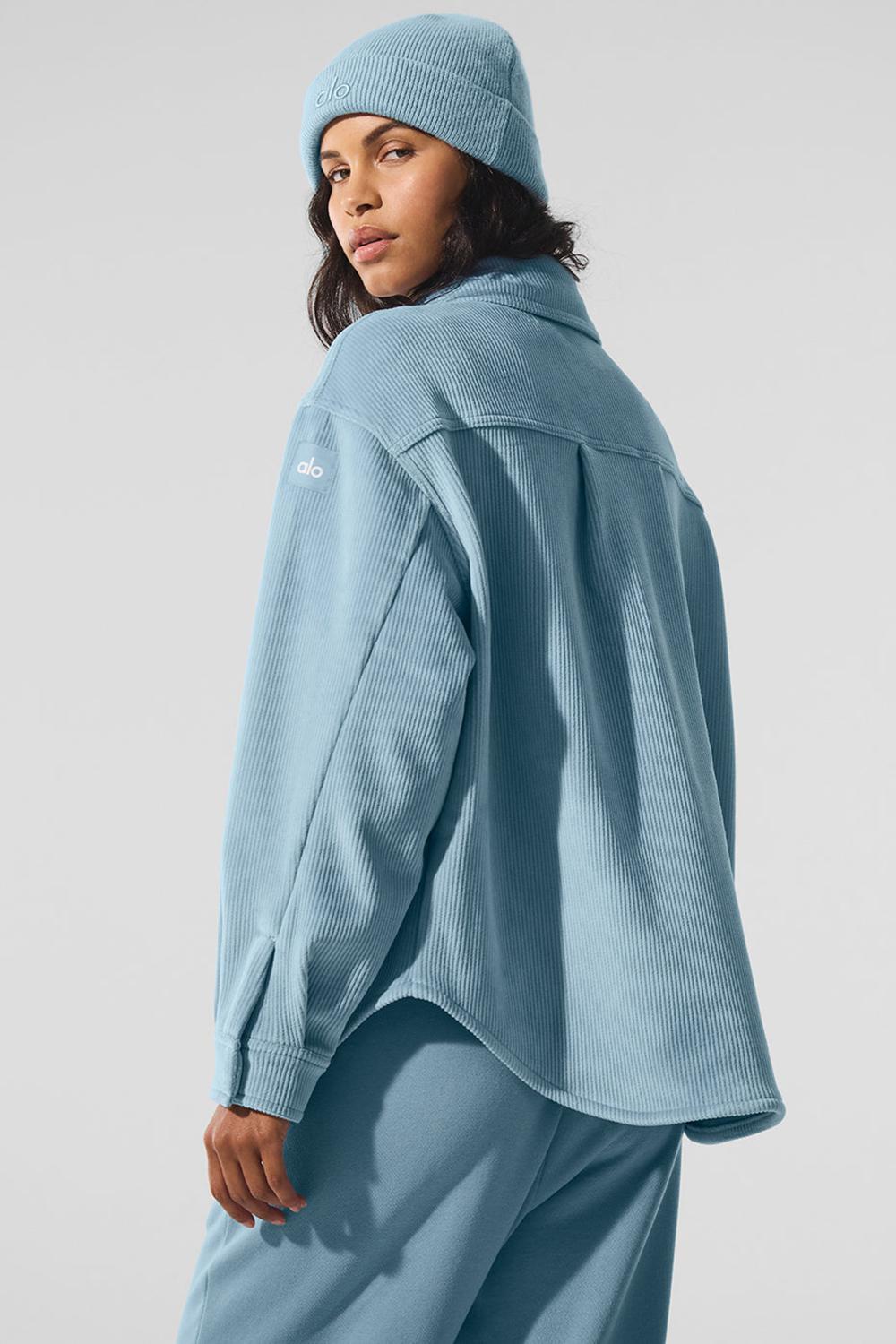 Alo Yoga Ribbed Velour Mountain Side Shacket Naisten Takit Sininen | Suomi  8703-KNIDP