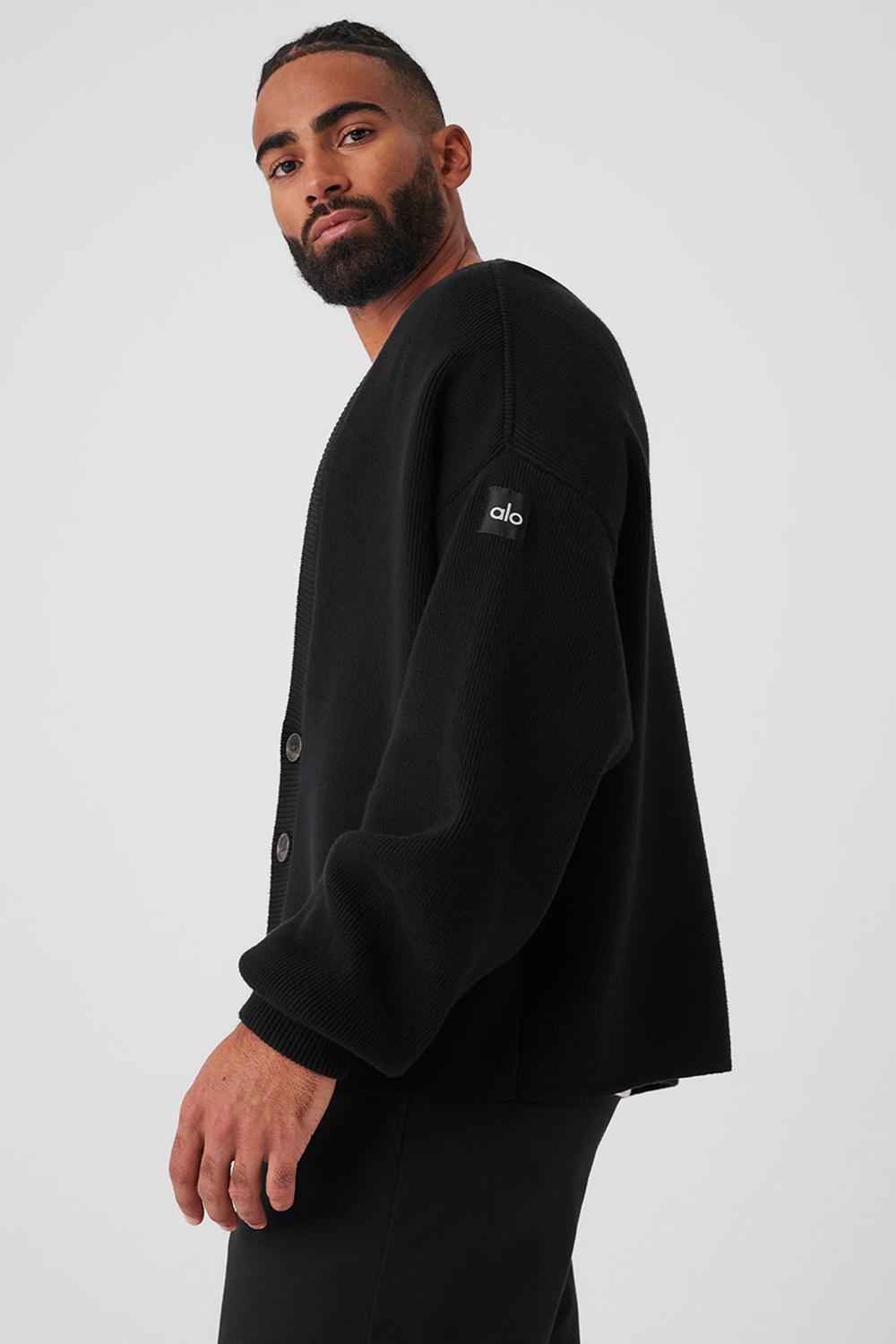 Alo Yoga Scholar Cardigan Miesten Neulepuserot Mustat | Suomi  2079-EJBWH