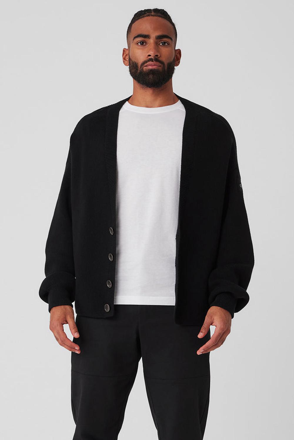 Alo Yoga Scholar Cardigan Miesten Neulepuserot Mustat | Suomi  2079-EJBWH