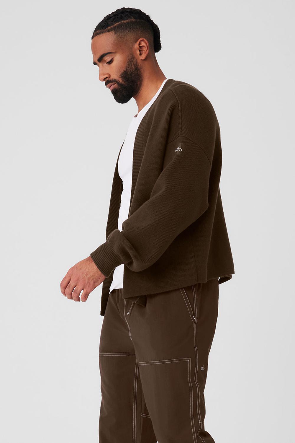 Alo Yoga Scholar Cardigan Miesten Neulepuserot Espresso | Suomi  8650-QAPJK