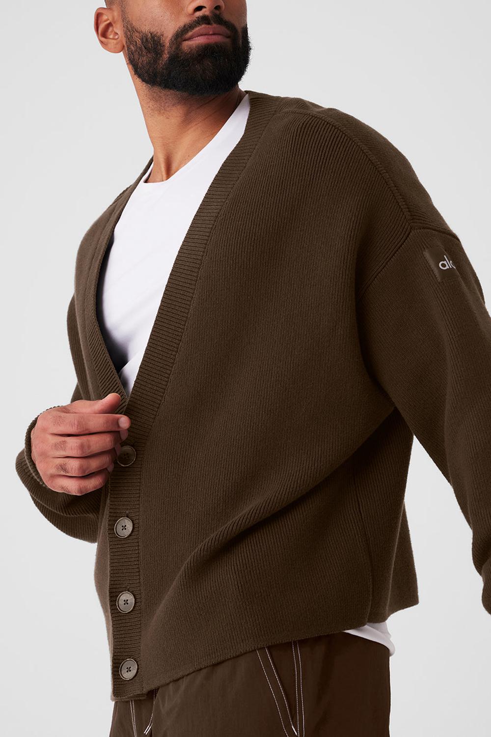 Alo Yoga Scholar Cardigan Miesten Neulepuserot Espresso | Suomi  8650-QAPJK