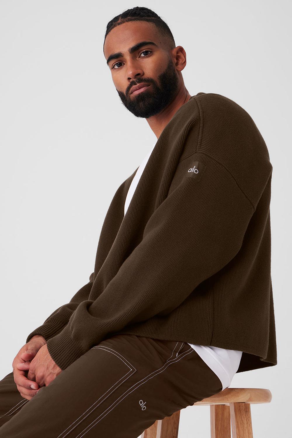 Alo Yoga Scholar Cardigan Miesten Neulepuserot Espresso | Suomi  8650-QAPJK