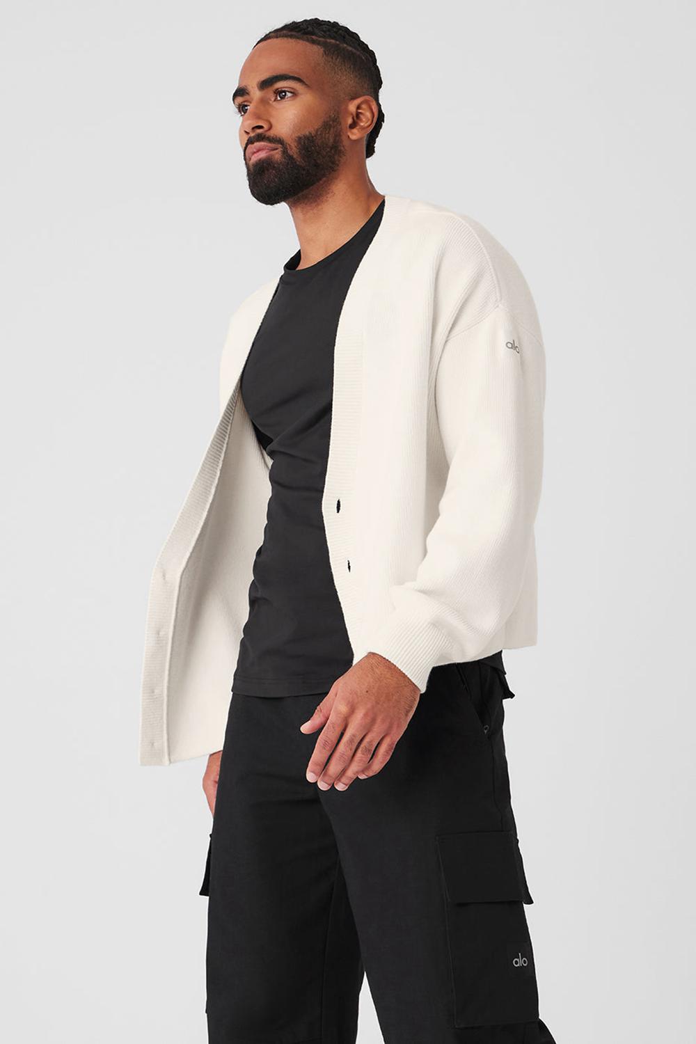 Alo Yoga Scholar Cardigan Miesten Neulepuserot Ivory | Suomi  6174-NLEGM
