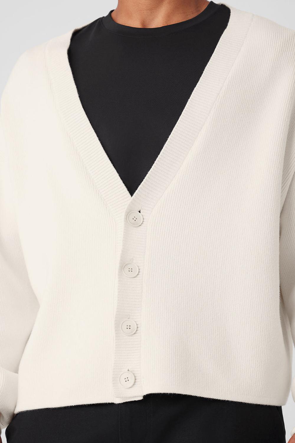 Alo Yoga Scholar Cardigan Miesten Neulepuserot Ivory | Suomi  6174-NLEGM
