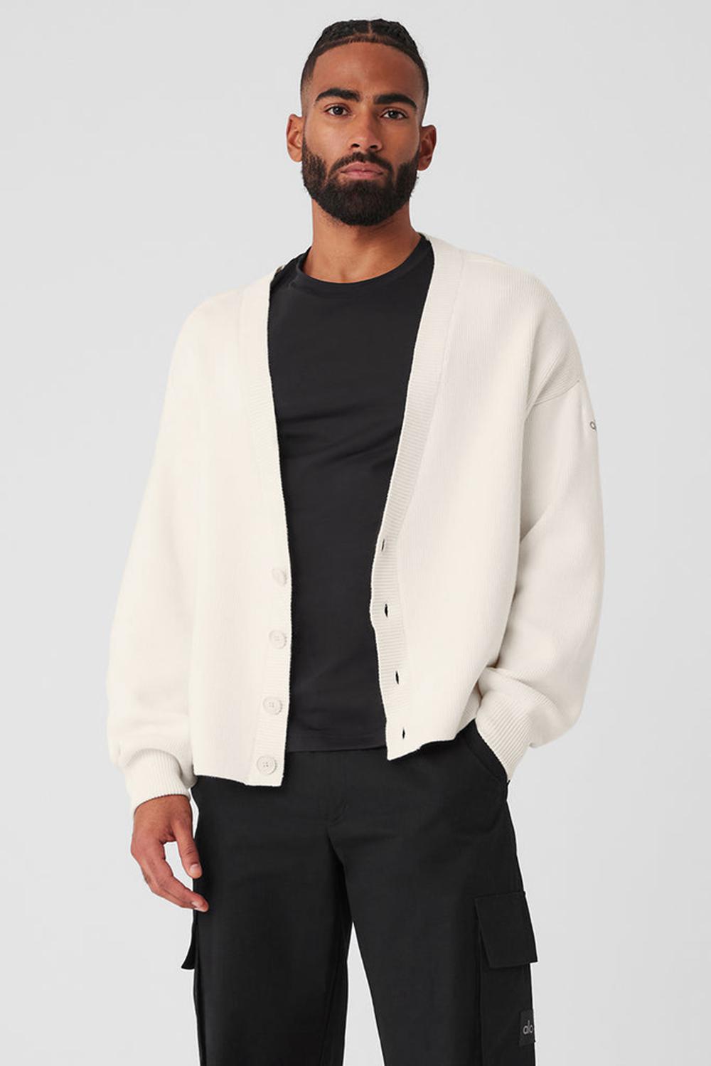 Alo Yoga Scholar Cardigan Miesten Neulepuserot Ivory | Suomi  6174-NLEGM