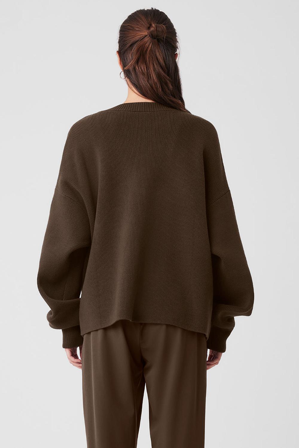Alo Yoga Scholar Cardigan Naisten Neulepuserot Espresso | Suomi  0918-KOAIW