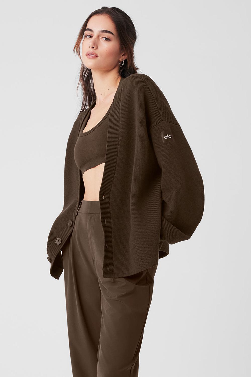 Alo Yoga Scholar Cardigan Naisten Neulepuserot Espresso | Suomi  0918-KOAIW
