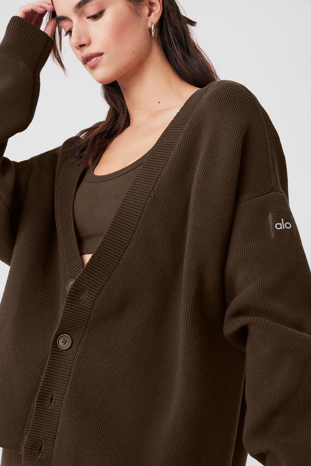 Alo Yoga Scholar Cardigan Naisten Neulepuserot Espresso | Suomi  0918-KOAIW