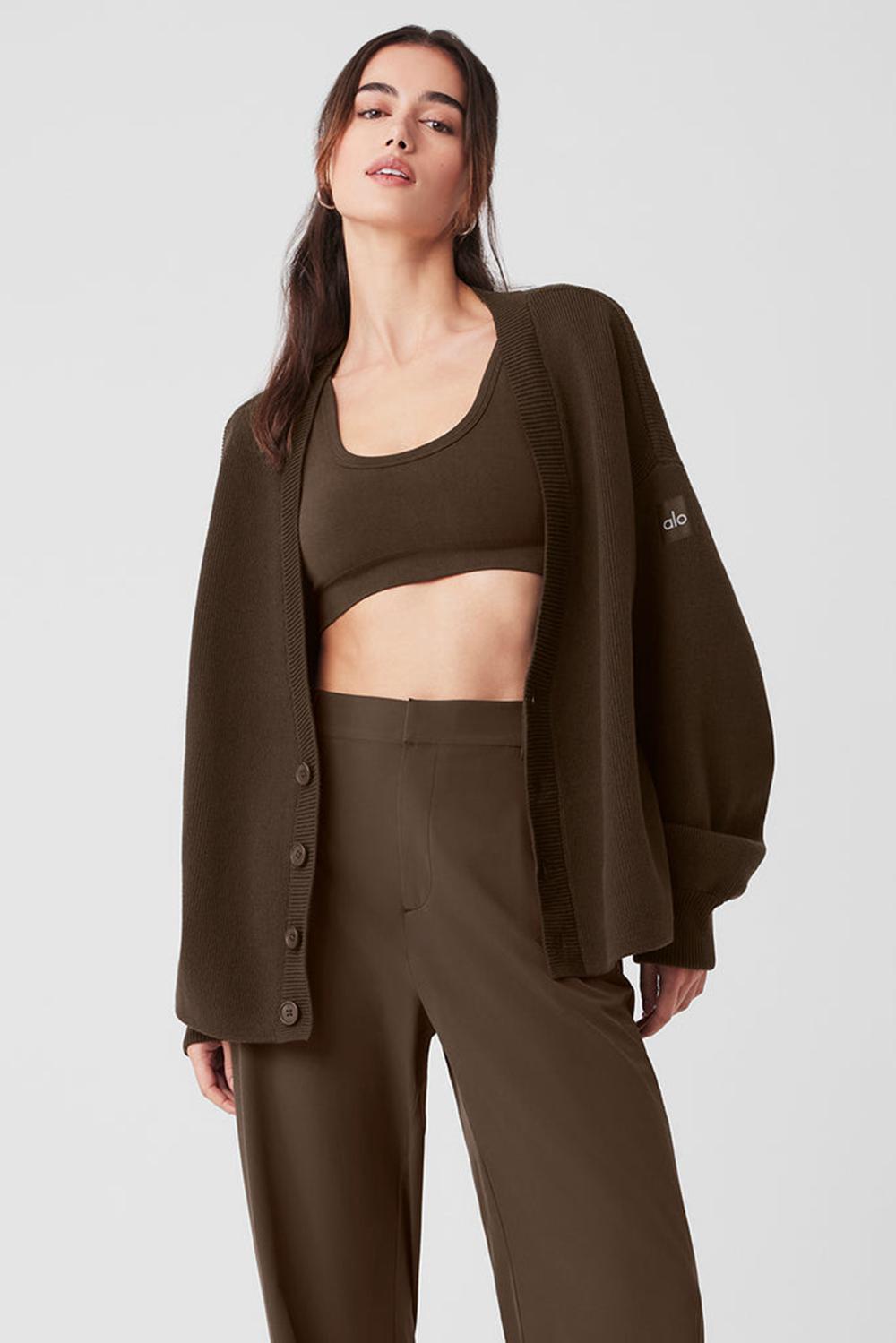 Alo Yoga Scholar Cardigan Naisten Neulepuserot Espresso | Suomi  0918-KOAIW