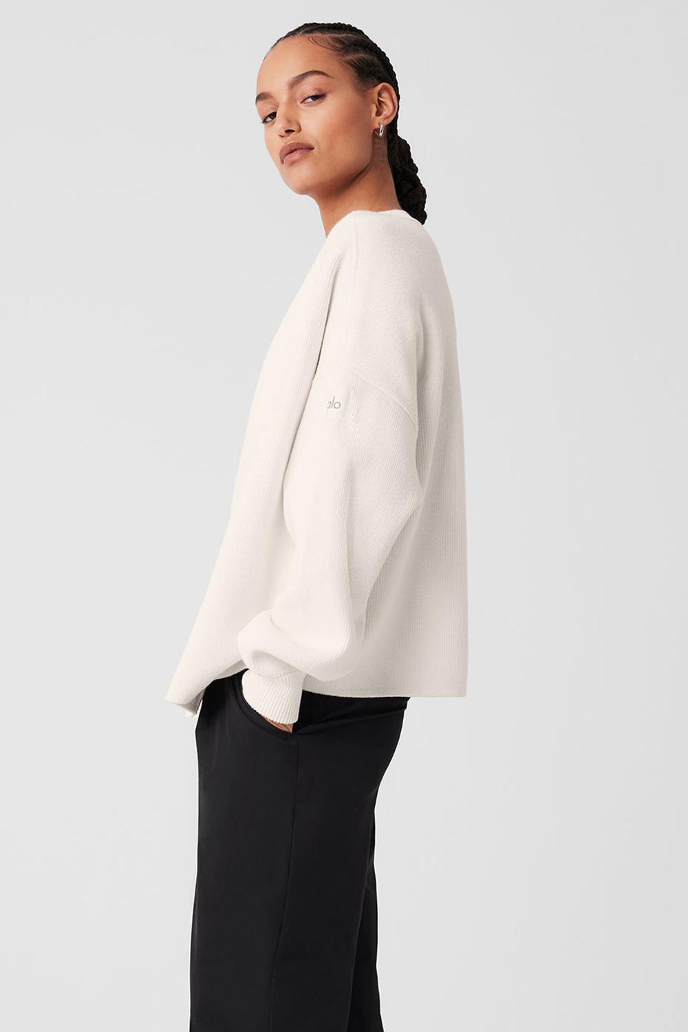 Alo Yoga Scholar Cardigan Naisten Neulepuserot Ivory | Suomi  8746-PIUQB