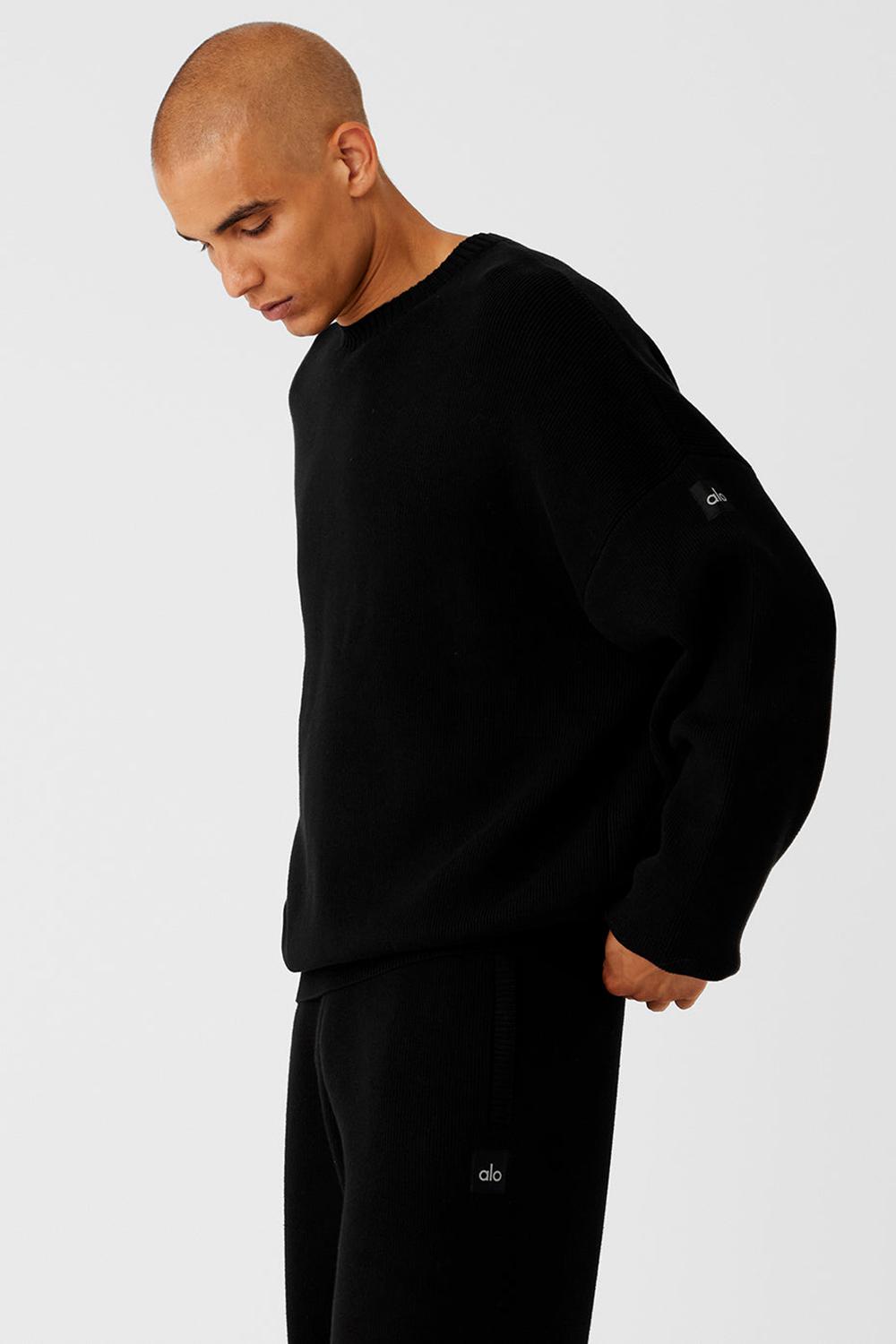 Alo Yoga Scholar Crew Neck Miesten Neulepuserot Mustat | Suomi  7169-GMYQI