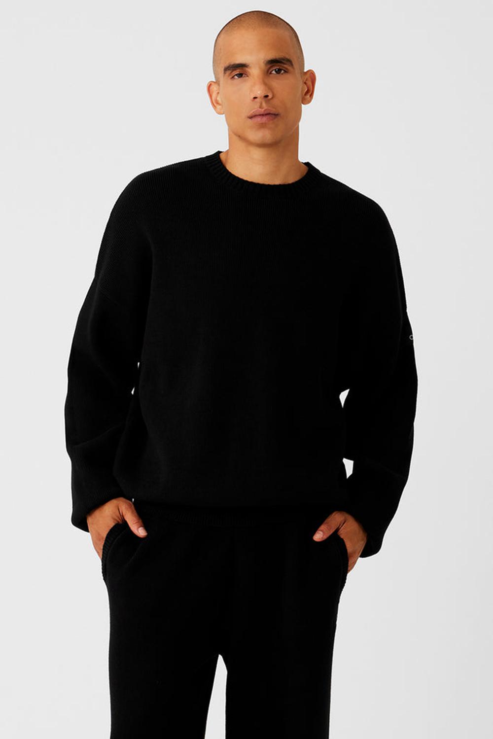 Alo Yoga Scholar Crew Neck Miesten Neulepuserot Mustat | Suomi  7169-GMYQI