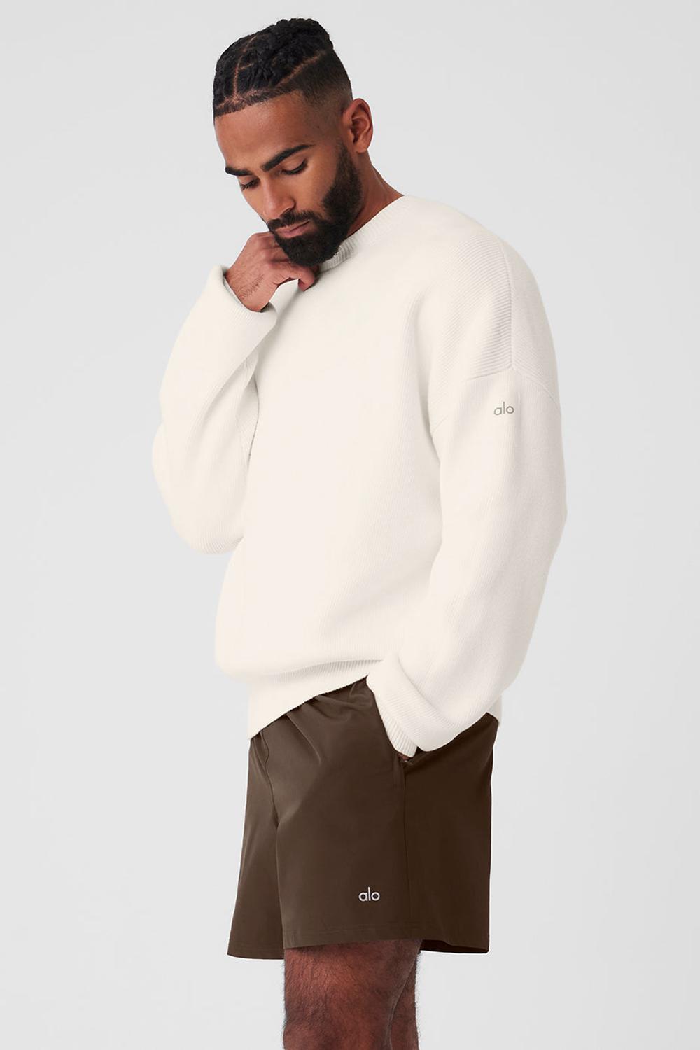 Alo Yoga Scholar Crew Neck Miesten Neulepuserot Ivory | Suomi  1623-EQPMX