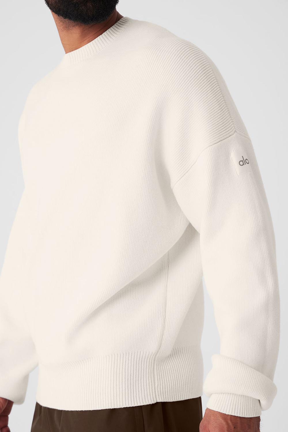 Alo Yoga Scholar Crew Neck Miesten Neulepuserot Ivory | Suomi  1623-EQPMX