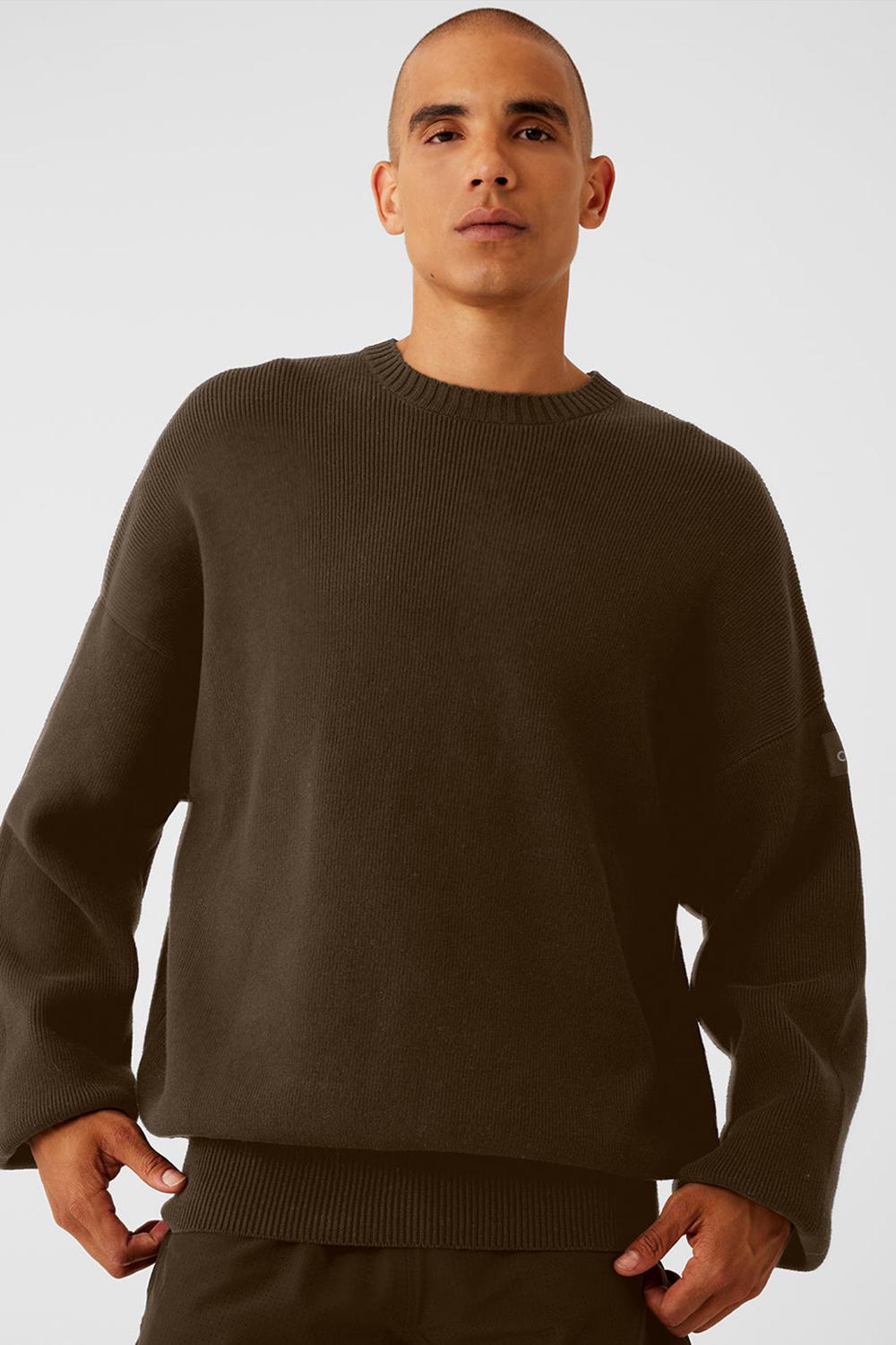 Alo Yoga Scholar Crew Neck Miesten Neulepuserot Espresso | Suomi  0759-TUZIL
