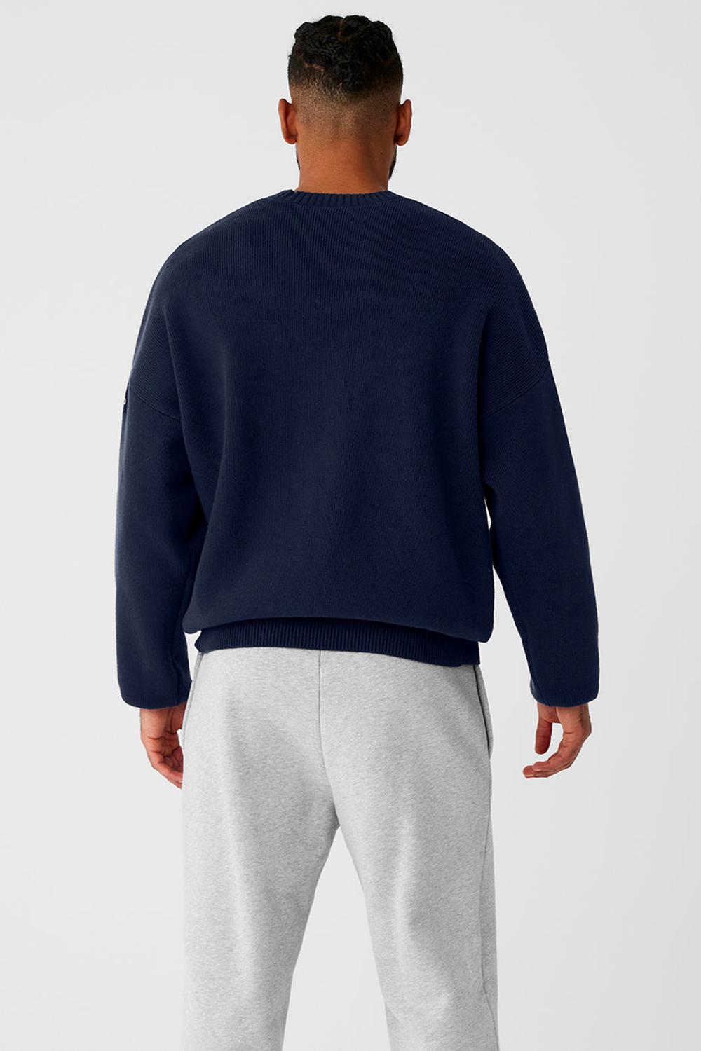 Alo Yoga Scholar Crew Neck Miesten Neulepuserot Laivastonsininen | Suomi  7026-ULAID