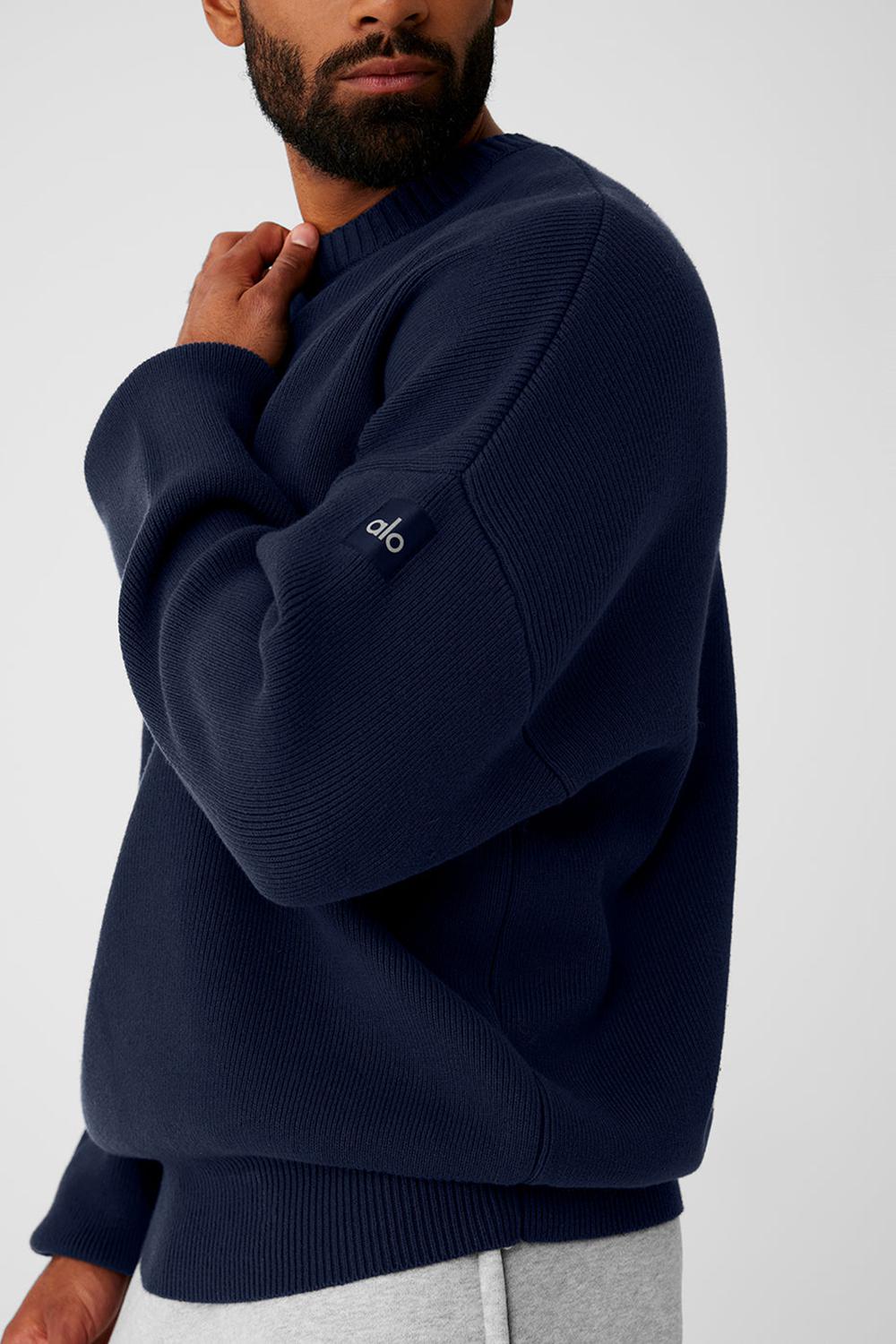 Alo Yoga Scholar Crew Neck Miesten Neulepuserot Laivastonsininen | Suomi  7026-ULAID