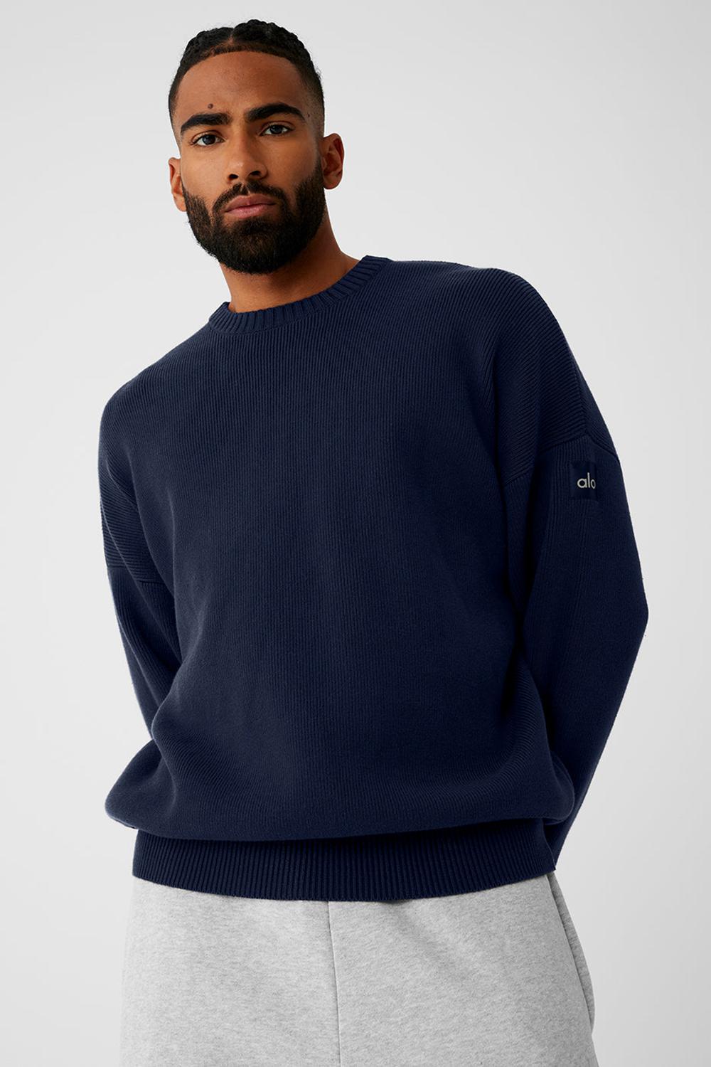 Alo Yoga Scholar Crew Neck Miesten Neulepuserot Laivastonsininen | Suomi  7026-ULAID