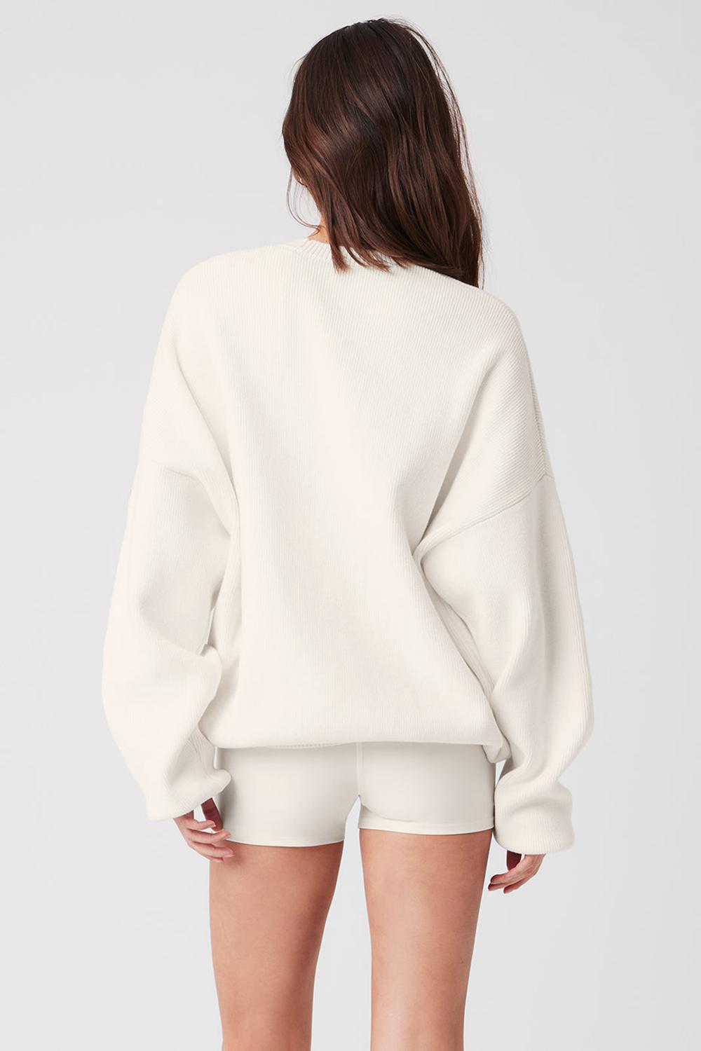 Alo Yoga Scholar Crew Neck Naisten Neulepuserot Ivory | Suomi  3905-NXJYL