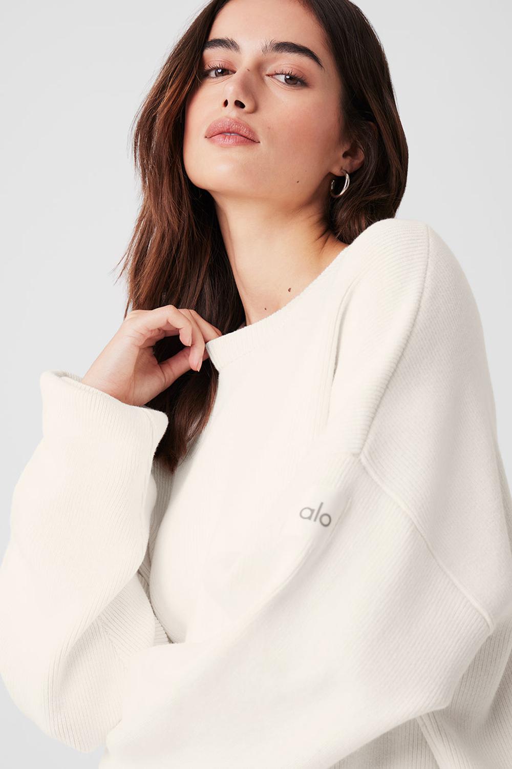 Alo Yoga Scholar Crew Neck Naisten Neulepuserot Ivory | Suomi  3905-NXJYL