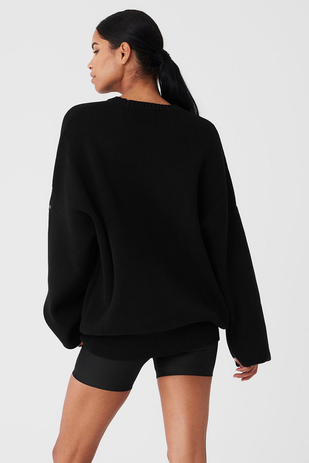 Alo Yoga Scholar Crew Neck Naisten Neulepuserot Mustat | Suomi  1760-BEDKU