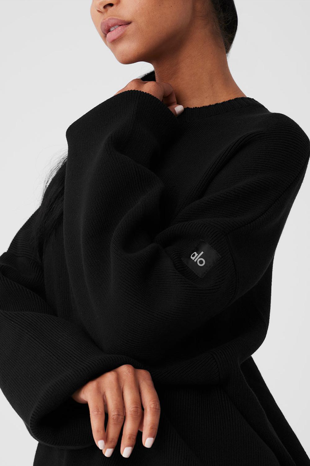 Alo Yoga Scholar Crew Neck Naisten Neulepuserot Mustat | Suomi  1760-BEDKU