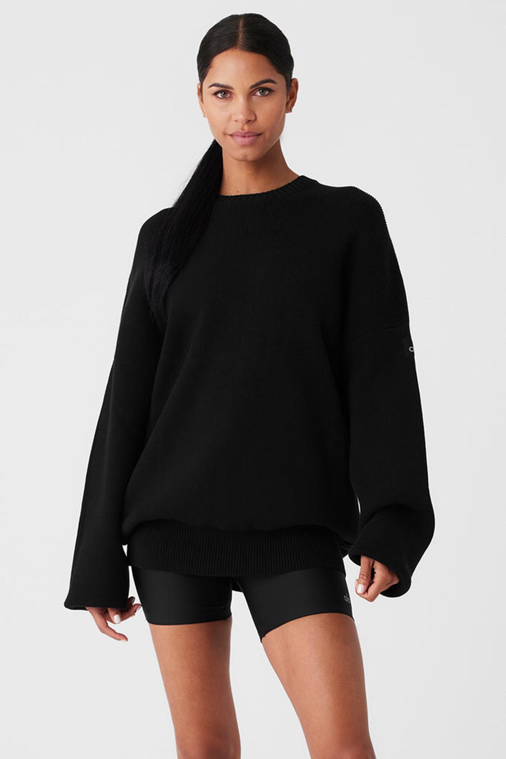 Alo Yoga Scholar Crew Neck Naisten Neulepuserot Mustat | Suomi  1760-BEDKU