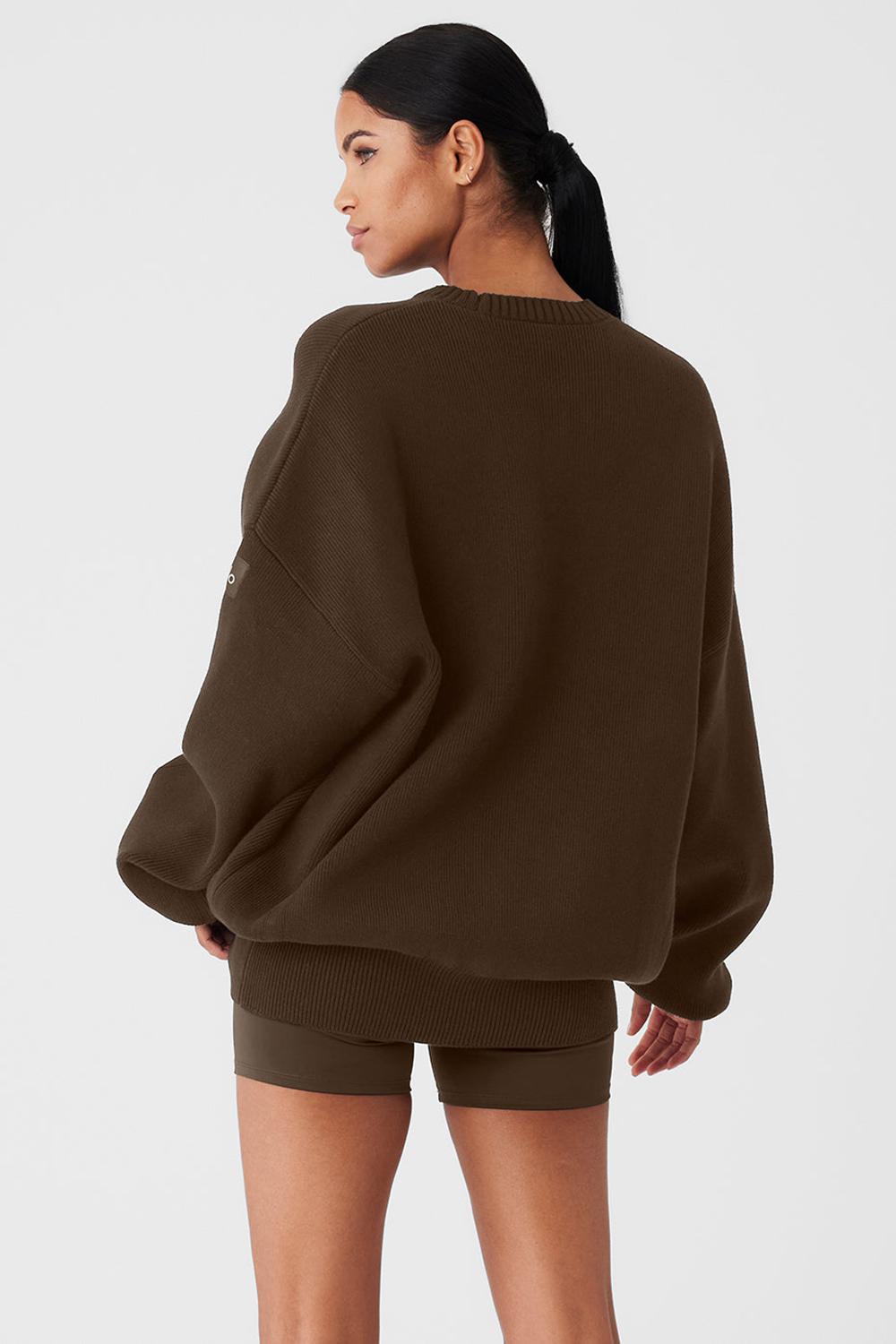 Alo Yoga Scholar Crew Neck Naisten Neulepuserot Espresso | Suomi  1258-YMPWE